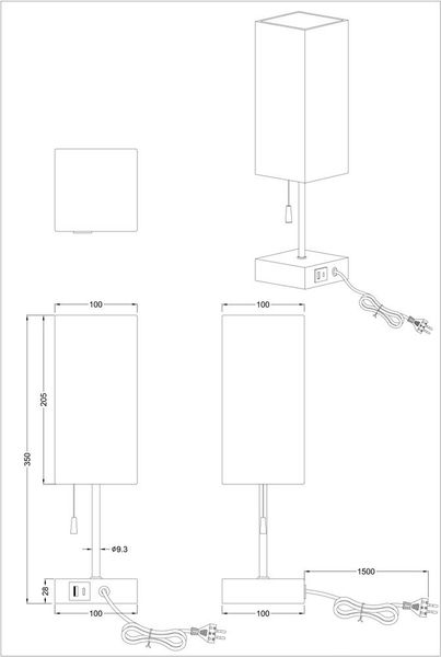 2x Tischleuchte, Metall, Stoff, Ladefunktion, Zugschalter, H 35 cm Bild 8