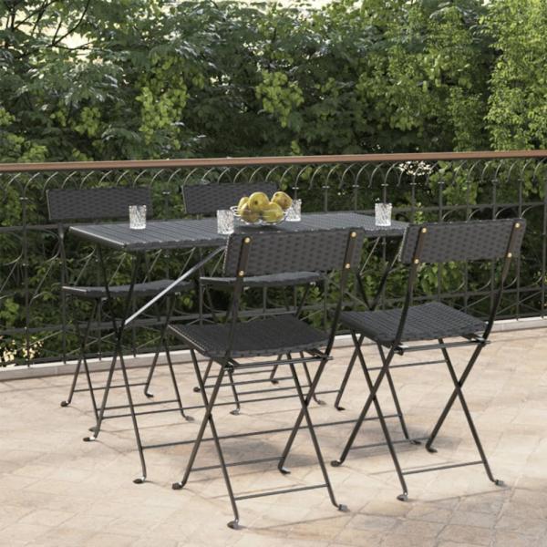 vidaXL Bistrostühle 4 Stk. Klappbar Schwarz Poly Rattan und Stahl 3152112