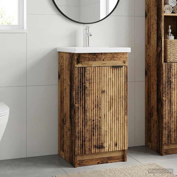 vidaXL Badezimmerschrank mit Waschbecken Altholz 42 x 40 x 84,5 cm 890092