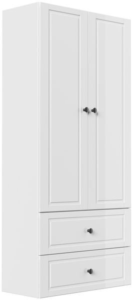 Badezimmer Hochschrank XL Cottage 176x80cm Weiß hochglanz : Weiss hochglanz