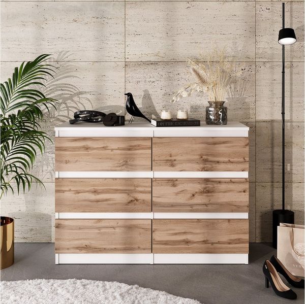 Furnica Kommode 6 Schubladen, Sideboard, Schubladenschrank Breite 100cm Höhe 71cm