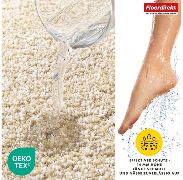 Floordirekt Badematte Nasa Badvorleger Badezimmer Teppich, sehr weich, Höhe 14 mm, rutschhemmend beschichtet, fußbodenheizungsgeeignet, Polyester, Rechteckig, verstärkt, ausfranssicher, verschiedene Farben