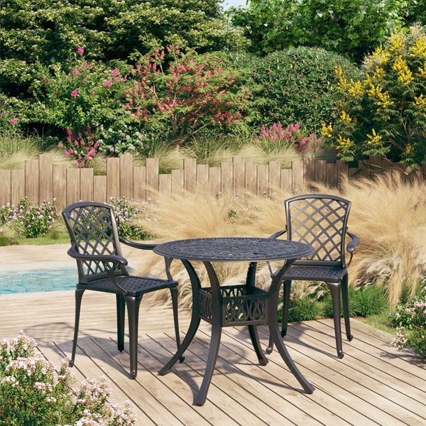 vidaXL 3-tlg. Bistro-Set Aluminiumguss Schwarz 3070584