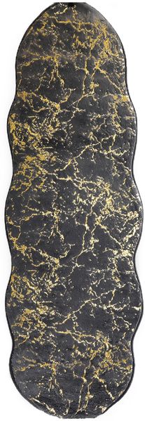 Trendmax Badematte mit Marmormotiv Rutschfest Waschbar mit wellige Umrandung Grau/Gold