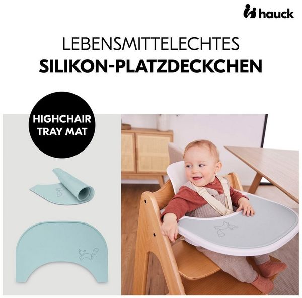 Hauck Silikon Auflage für Hochstuhl Alpha Essbrett Wooden/Click Tray oder Esstisch - Baby und Kinder Platzdeckchen, Abwaschbar, Rutschhemmend und Temperaturbeständig (Mint Fox)