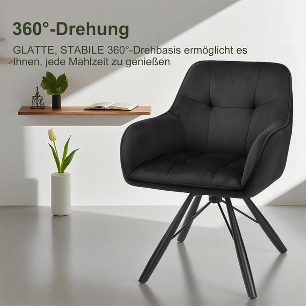 oyajia Polsterstuhl Esszimmerstühle drehbar mit Armlehnen (4 St), 360 Grad Drehfunktion, Samtpolsterung