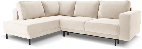 Micadoni Schlaf-Ecksofa Caro 5-Sitzer Links Samt Helles Beige 140x208