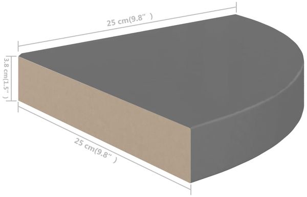 vidaXL Eck-Schweberegale 2 Stk. Hochglanz-Grau 25x25x3,8 cm MDF 323893 Bild 8