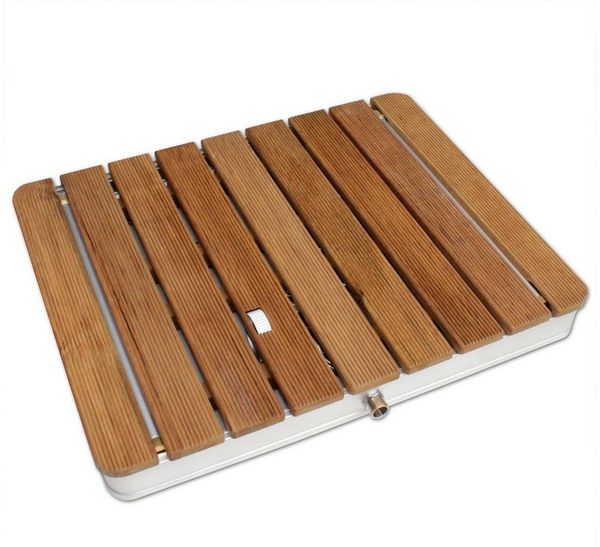 @tec Gartendusche MyGarden Aussendusche aus massivem Teakholz (1 St), Echtes Holz Bodendusche Outdoor Dusche mit Bodenplatte, eckig 70x55 cm