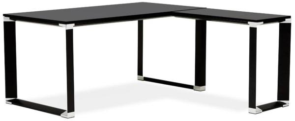 Kadima Design Eckschreibtisch 170x160 cm | Winkeldesign modern minimalistisch robust | Holz-Metall | schwarzer Arbeitstisch