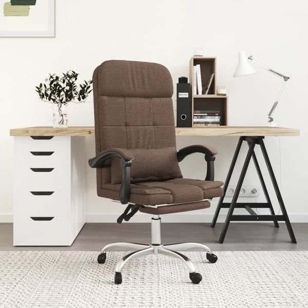 vidaXL Bürostuhl mit Massagefunktion Braun Stoff [349704]