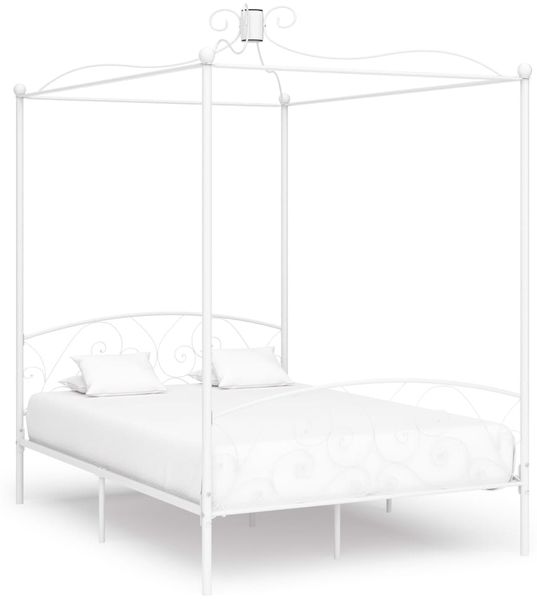 vidaXL Himmelbett-Gestell Weiß Metall 120 x 200 cm 284470