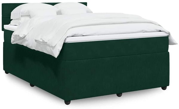 vidaXL Boxspringbett mit Matratze Dunkelgrün 160x200 cm Samt 3290085