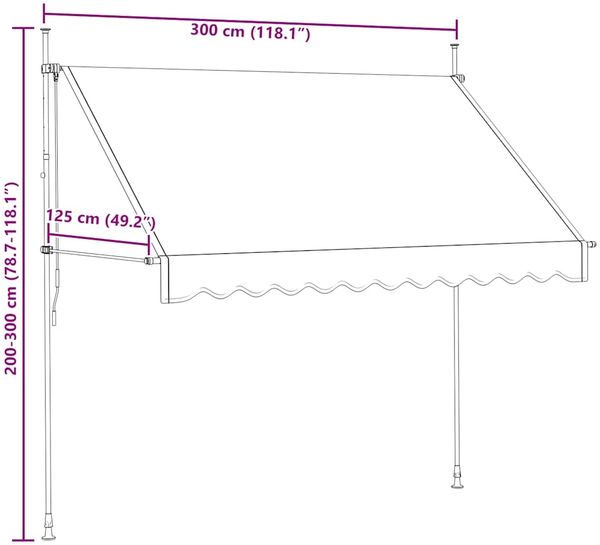 vidaXL Einziehbare Markise Handbetrieben 300 cm Anthrazit 143690 Bild 8