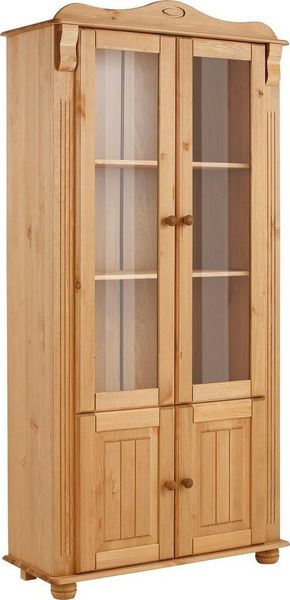 Home affaire Vitrine Adele 4-türig, Höhe 185 cm, mit Glaseinsätzen, aus massiver Kiefer, FSC®