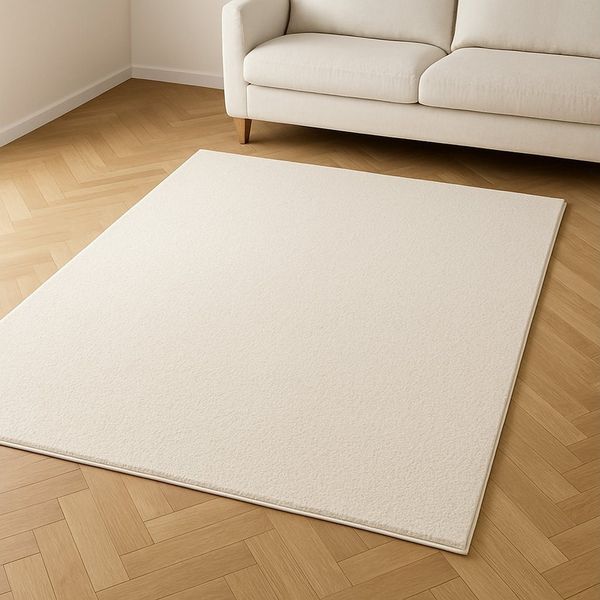 TaCa Home Teppich Kurzflor-Teppich Uni, rund, Höhe: 9 mm, Wohnzimmer Schlafzimmer Esszimmer, creme - 160x160 cm