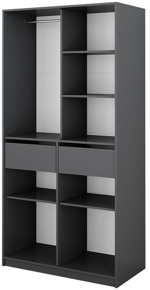 Kleiderschrank Elmo Anthrazit 100 x 200 cm mit 2 Schubladen Vicco