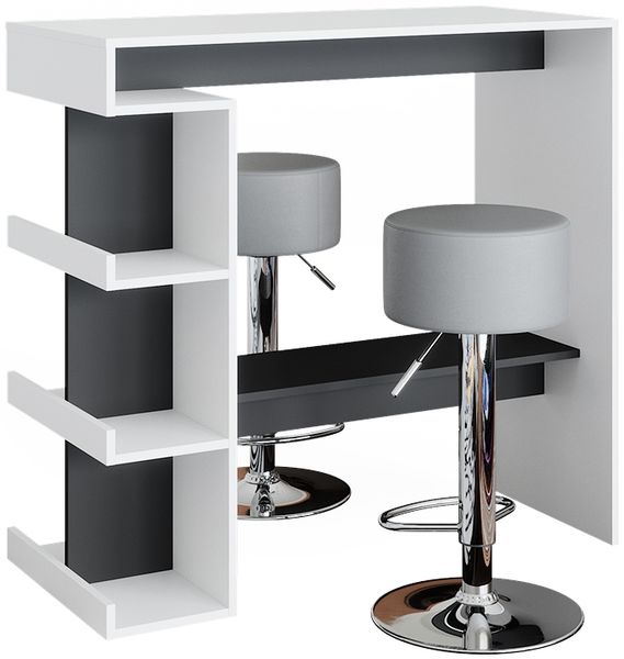 Bartisch-Set Dana Weiß 108 x 50 cm mit 2 Barhockern Vicco