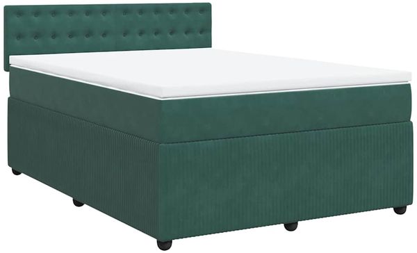 vidaXL Boxspringbett mit Matratze Dunkelgrün 160x200 cm Samt 3290097 Bild 3