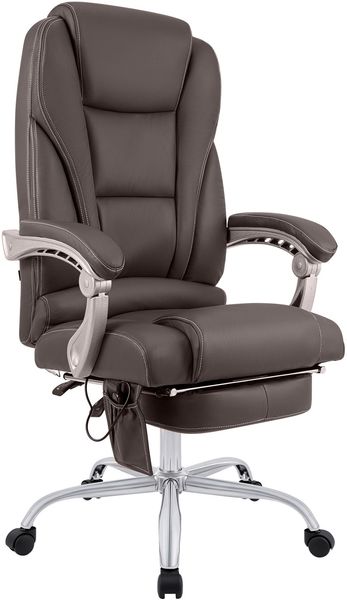 CLP 'Pacific' Bürostuhl mit Massagefunktion, Echtleder braun, max. 150 kg Bild 2