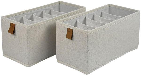 hausleben Organizer 2er Set Aufbewahrungsbox mit 6 Fächern, Faltbare Stoffbox 30x15x15cm