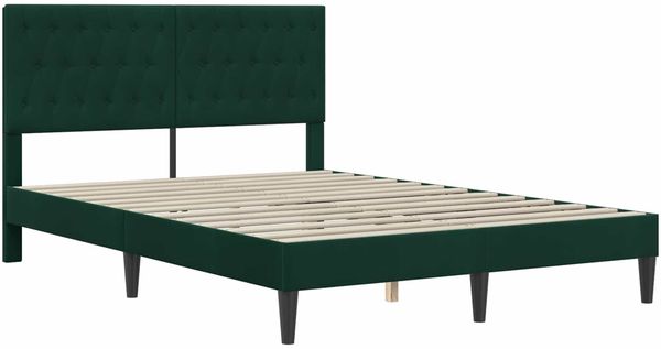 vidaXL Bettrahmen mit Kopfteil Dunkelgrün 120 x 190 cm Samt 42027651 Bild 3