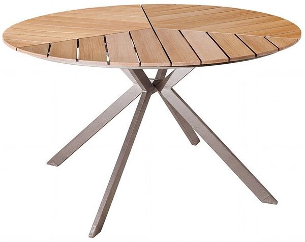 riess-ambiente Gartentisch DESIGNO 120cm natur/greige - Holz-Design, Metall, In- & Outdoor (Einzelartikel, 1-St), wetterfest & für 4 Personen - ideal für Garten, Terrasse oder Balkon Bild 2