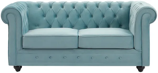 Vente-unique - CHESTERFIELD Sofa SamtStoff Blau - B 88 cm x H 72 cm x L 168 cm