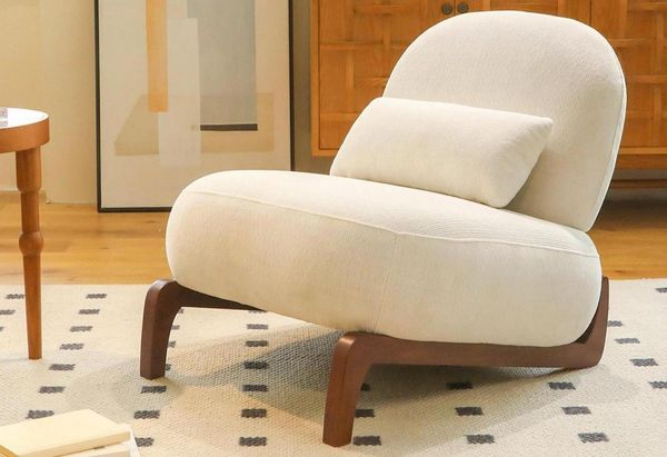 LVHOM Loungesessel runder Relaxsessel,ohne Armlehnen, weich gepolstert, Massivholzrahmen (Samtstoff,einzigartiges Design mit Lendenkissen,ergonomisches Design, rutschfeste Füße, niedriger Schwerpunkt, belastbar bis 150kg), für Schlaf-, Wohn-, Arbeitszi...