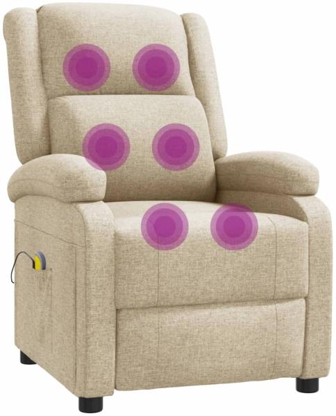vidaXL Massagesessel Creme Stoff 340935