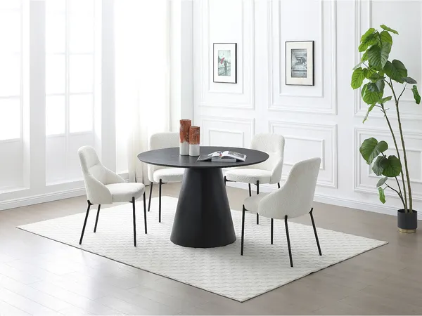 Vente-unique - ANTALIZA Esstisch Holz, Platte Schwarz - B 120 cm x H 75,5 cm x L 120 cm