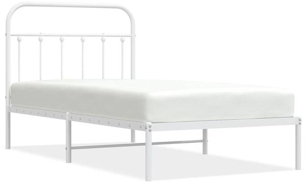 Einzelbettgestell Design für Erwachsene mit Kopfteil Metall Weiß 100x190 cm d2832e