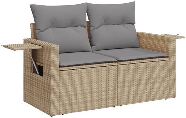 vidaXL 4-tlg. Garten-Sofagarnitur mit Kissen Beige Poly Rattan 3224435 Bild 5