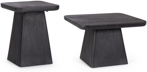 Couchtisch Fuji 2er-Set aus Mangoholz, Schwarz