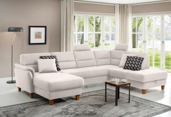 Home affaire Wohnlandschaft Palmera U-Form, B: 308 cm, optional Bettfunktion & Bettkasten, Federkern