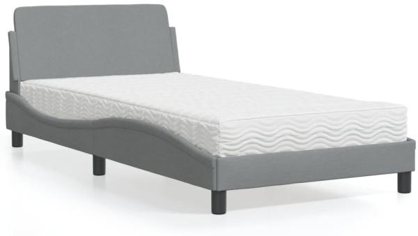 vidaXL Bett mit Matratze Hellgrau 100x200 cm Stoff 3208344