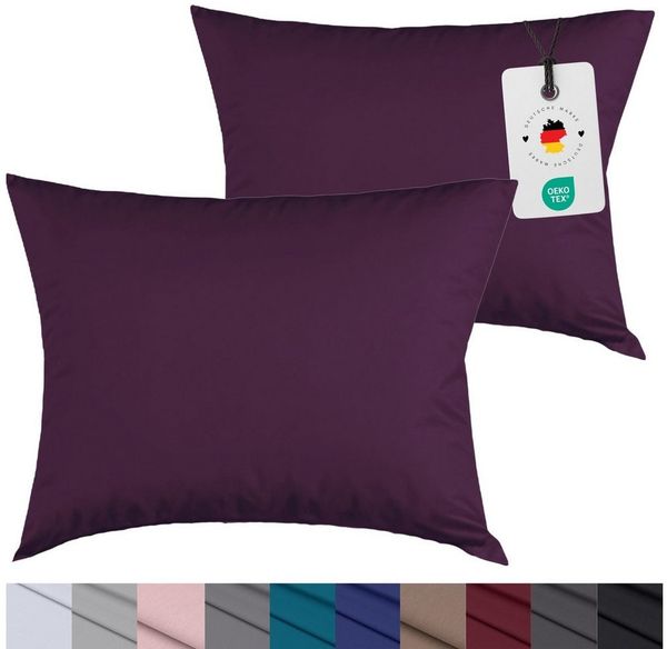 Carpe Sonno Kissenbezug 40x40 40x80 80x80 80x40 2er Set Kissenhülle Mikrofaser Kissenbezug, (2 Stück), Kopfkissenbezug 40 x 40 cm, Uni Lila einfarbig