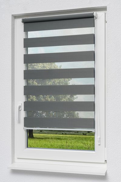Qualitätsdoppelrollo mit Klemmträgern (B x H) 110cm x 150cm in grau/anthrazit, zum Klemmen und Schrauben