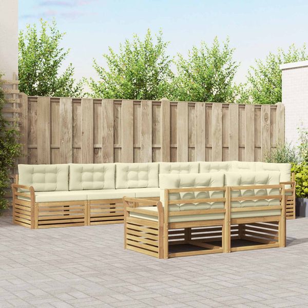 vidaXL Outdoor-Sofagarnitur 8 pcs Weiß und Creme 408 x 170,5 x 73 cm 3390685