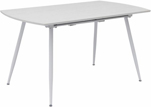 Esstisch Sabina ausziehbar 140-180 x 80 cm 6-10 Personen Küchentisch mit Metallgestell für Küche, Esszimmer Holz Optik Weiß