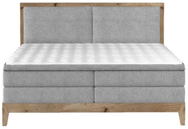 Sofa Dreams Boxspringbett Lille, Webstoff, grau, 160 x 200 cm, mit Topper, zwei Matratzen