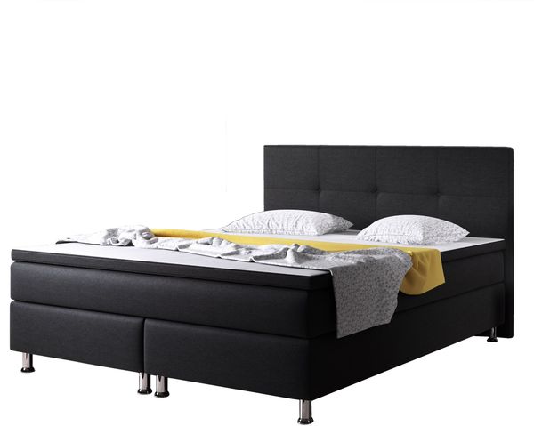 Boxspringbett D1 180x200 cm Webstoff Schwarz