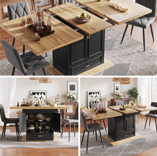 Ausziehbarer Esstisch - 110-140 cm Holztisch für Küche & Esszimmer - 6 Personen Esstisch - Maße: 110 x 80 x 75 cm - Für Terrasse und Wohnzimmer