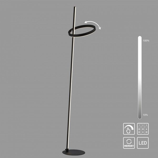 JUST LIGHT 15397-18 RITUS Stehleuchte schwarz per Touchdimmer