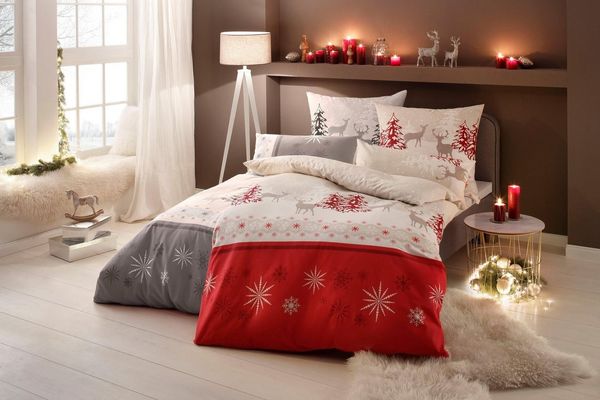 OTTO home Bettwäsche Venua in Gr. 135x200 oder 155x220 cm, Linon, 2 teilig, Winterbettwäsche, Weihnachtsbettwäsche