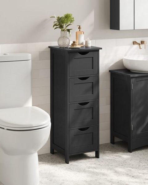 VASAGLE Badkommode Badezimmerschrank, mit 4 Schubladen, 30 x 30 x 82 cm