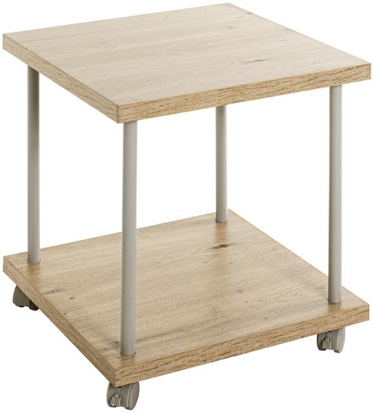 Beistelltisch >52714< in eiche, grau, MDF, Metall - 40x45x40cm (BxHxT)