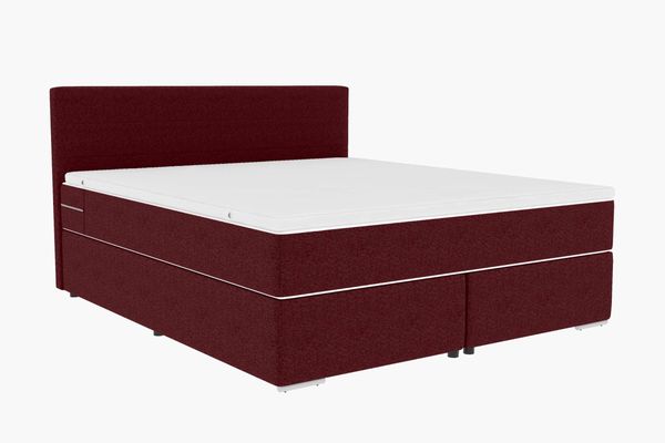 Boxspringbett Valerio Webstoff - Webstoff - bordeaux - 200x200 cm