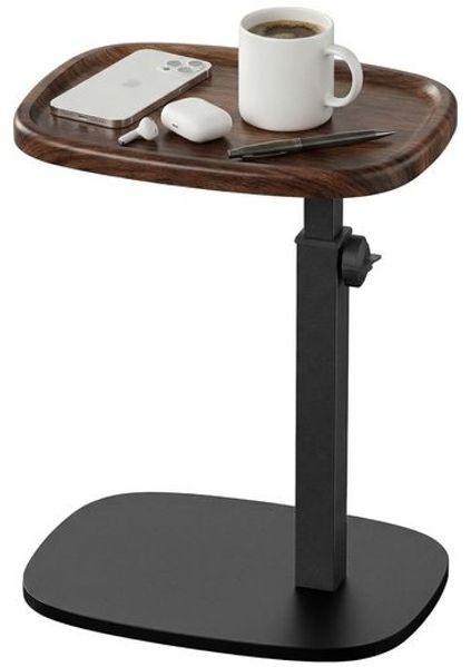 VASAGLE Sofatisch höhenverstellbar, C-Form Beistelltisch, Couchtisch für Wohnzimmer, 30 x 40 x 69 cm, walnussfarben-schwarz