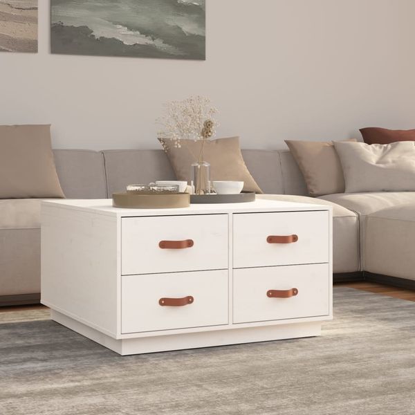 vidaXL Couchtisch Weiß 80x80x45 cm Massivholz Kiefer 821518